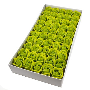 Set 50 trandafiri sapun parfumati, atingere reala, verde fistic AFO